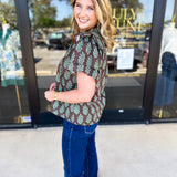 Mint & Mocha Blouse-200 Fashion Blouses-ENTRO-July & June Women's Fashion Boutique Located in San Antonio, Texas