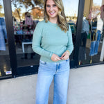 Tailored Cable Knit Sweater Top - Sage-230 Sweaters/Cardis-ALLIE ROSE-July & June Women's Fashion Boutique Located in San Antonio, Texas