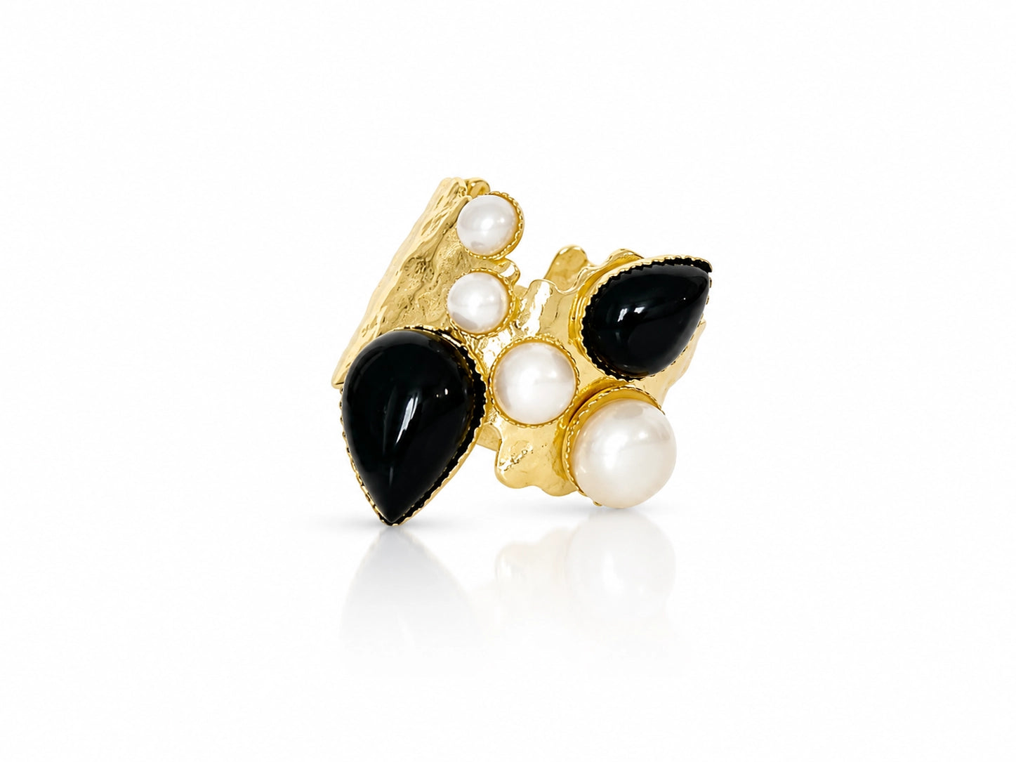 Easton Elle - Ultra Haven Ring - Onyx & Pearl-110 Jewelry & Hair-Easton Elle-July & June Women's Fashion Boutique Located in San Antonio, Texas