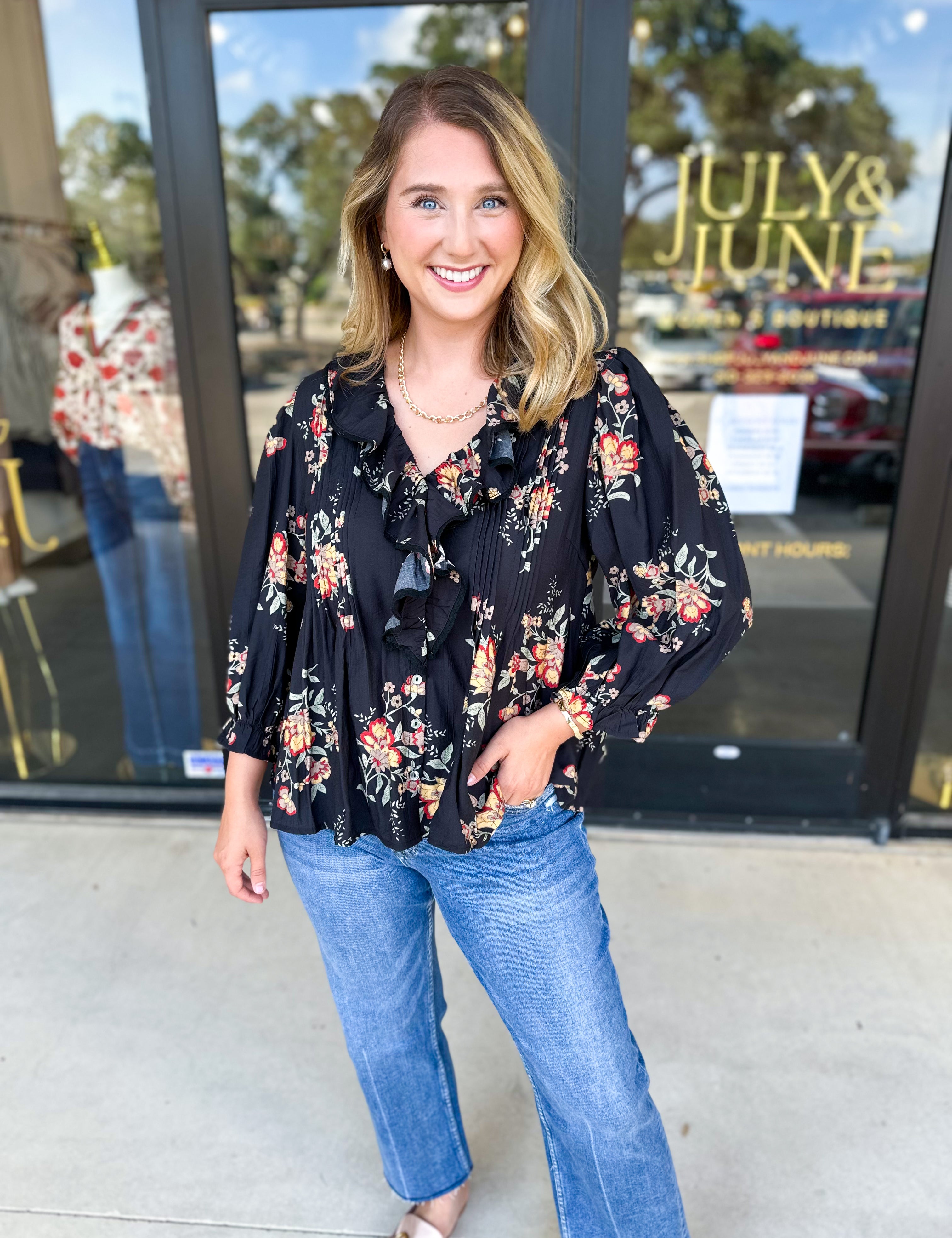The Kirsten Blouse - Black-200 Fashion Blouses-ENTRO-July & June Women's Fashion Boutique Located in San Antonio, Texas