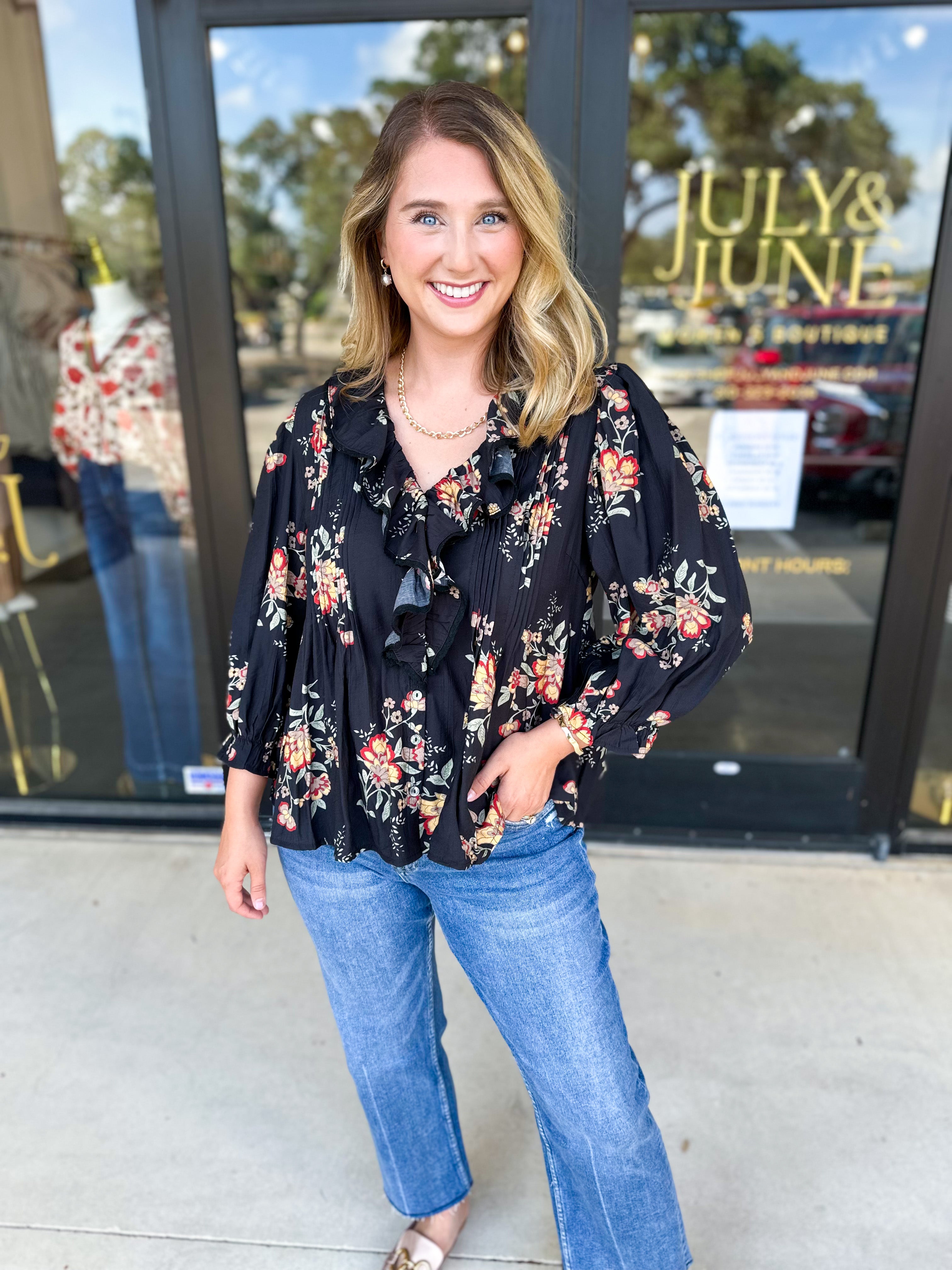 The Kirsten Blouse - Black-200 Fashion Blouses-ENTRO-July & June Women's Fashion Boutique Located in San Antonio, Texas