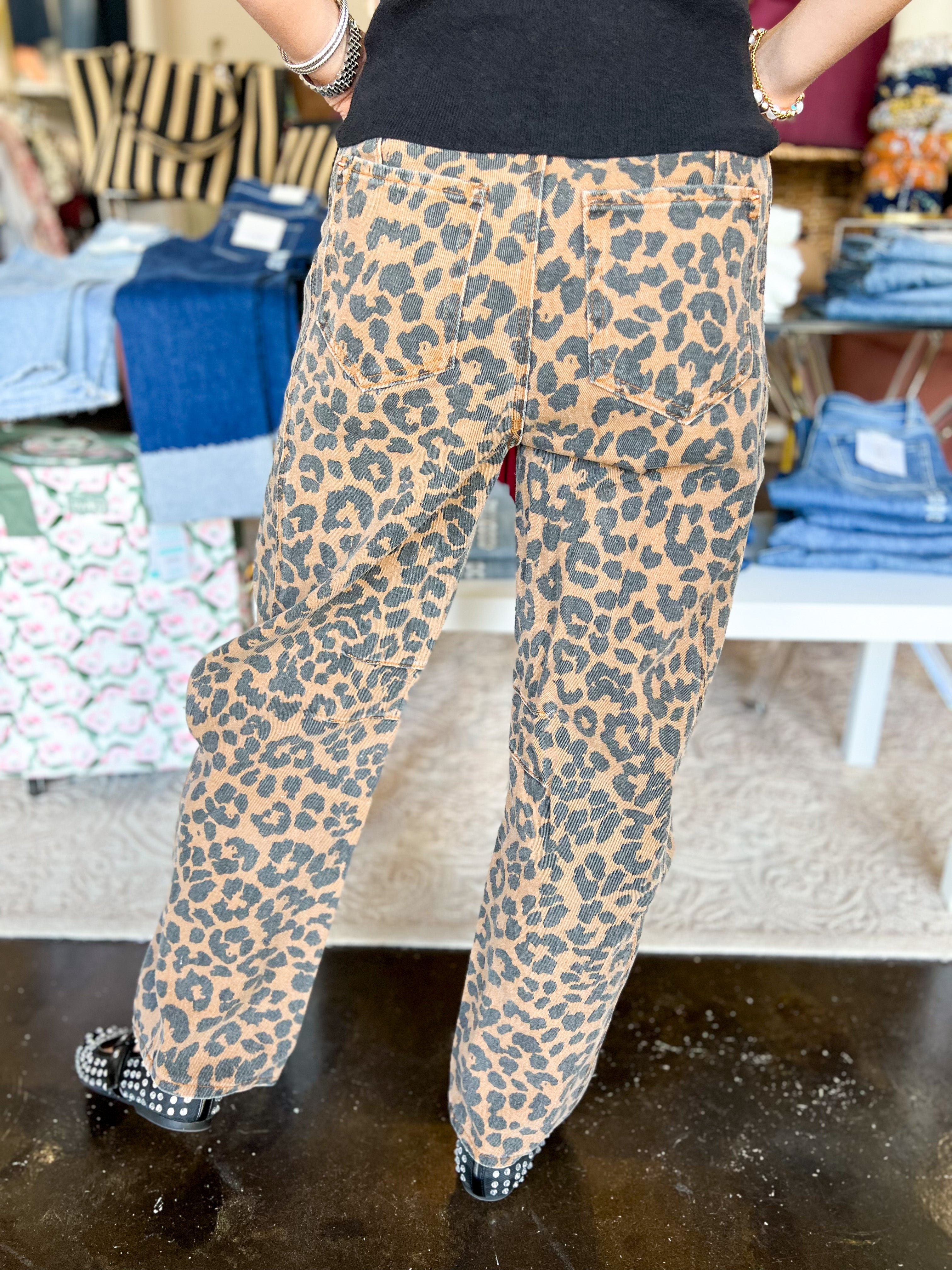 Vintage Cheetah Barrel Jeans-400 Pants-ENTRO-July & June Women's Fashion Boutique Located in San Antonio, Texas