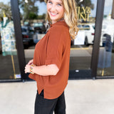 The Everyday Collard Blouse - Camel-200 Fashion Blouses-JODIFL-July & June Women's Fashion Boutique Located in San Antonio, Texas