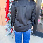 Classic Black Collared Blouse-200 Fashion Blouses-JODIFL-July & June Women's Fashion Boutique Located in San Antonio, Texas