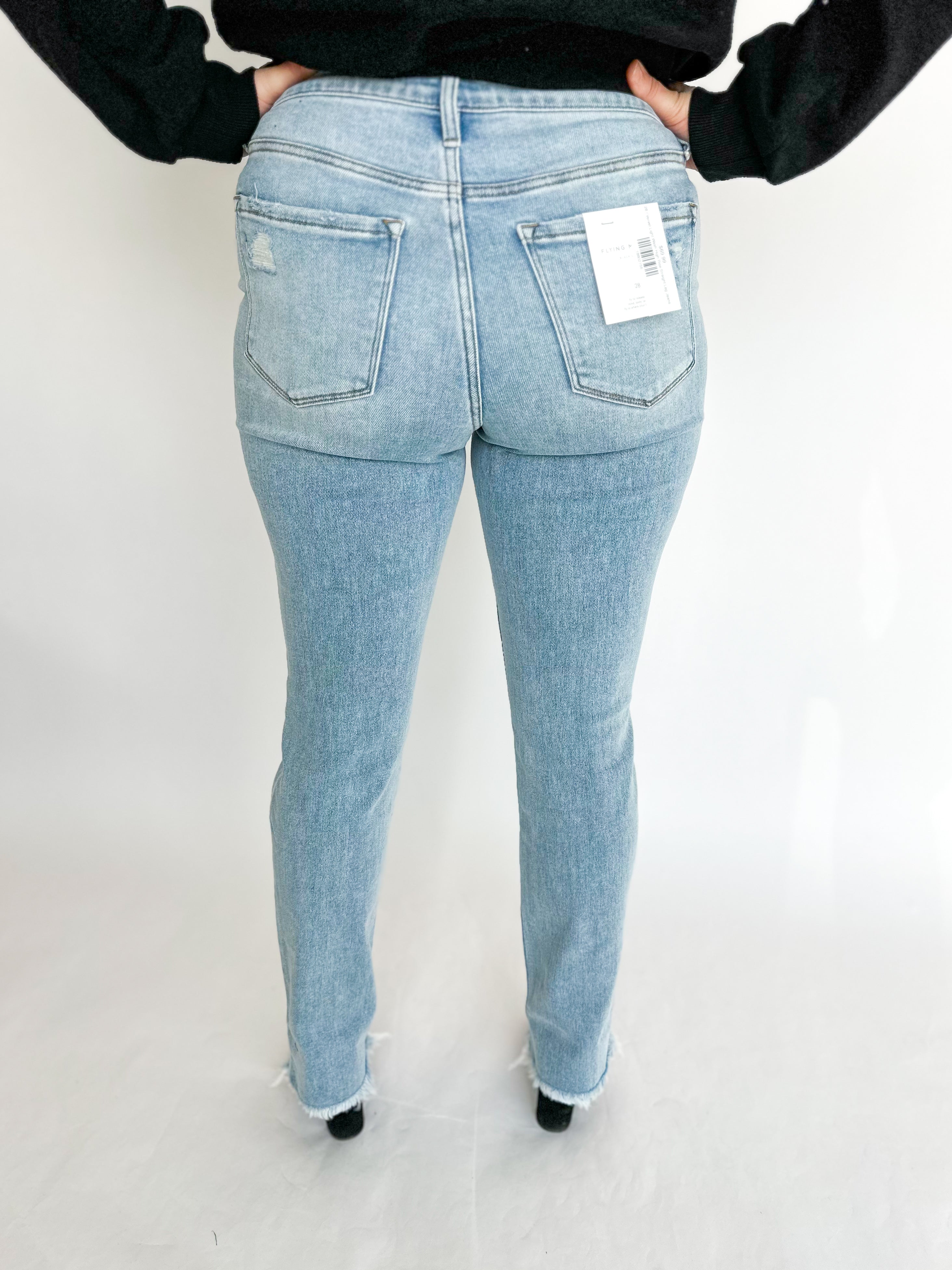 Vervet Light Wash High Rise Straight Leg Jeans-400 Pants-VEVERT BY FLYING MONKEY-July & June Women's Fashion Boutique Located in San Antonio, Texas