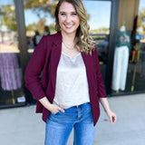 The Blair Blazer - Wine-600 Outerwear-SKIES ARE BLUE-July & June Women's Fashion Boutique Located in San Antonio, Texas