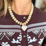 Statement Beaded Heart Necklace - Vanilla Cream-110 Jewelry & Hair-Golden Lily-July & June Women's Fashion Boutique Located in San Antonio, Texas