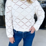 Diamond Knit Sweater Top-230 Sweaters/Cardis-ABLE-July & June Women's Fashion Boutique Located in San Antonio, Texas