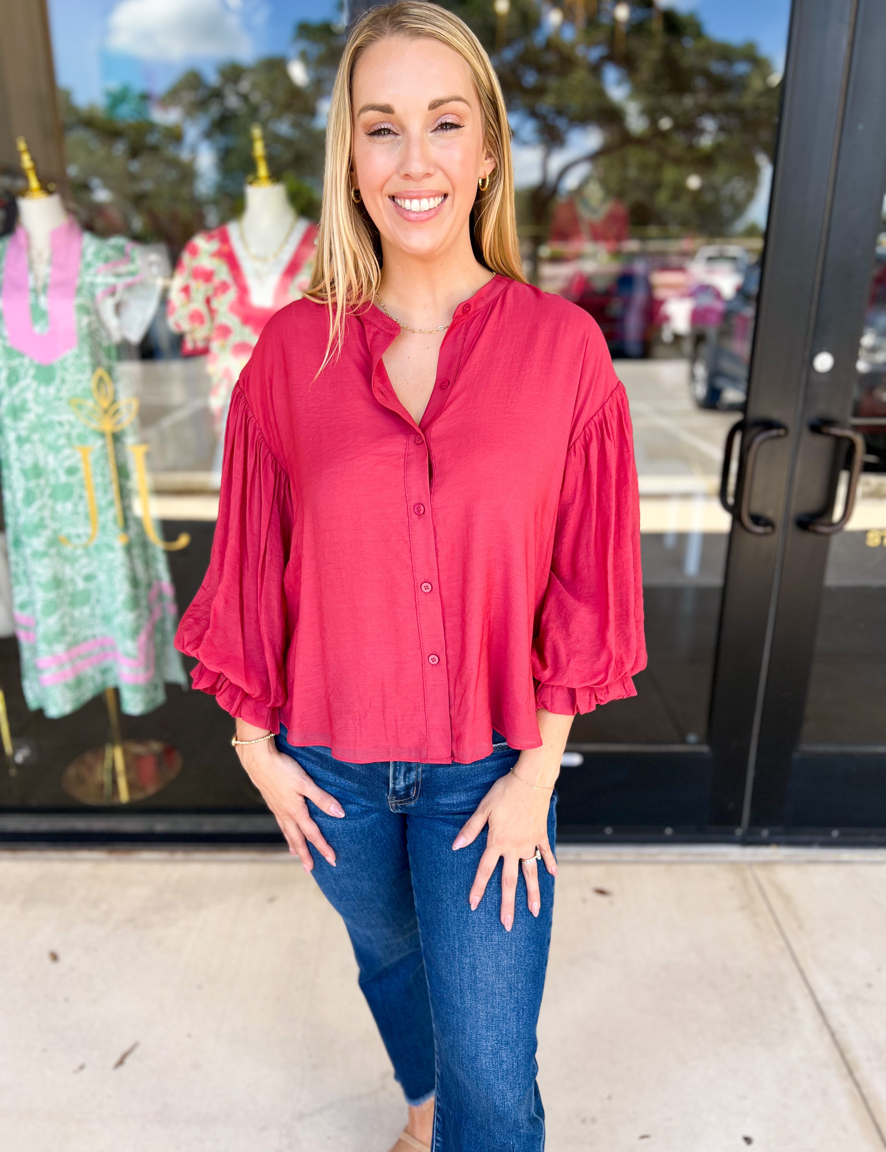 The Avery Blouse - Brick-200 Fashion Blouses-FATE-July & June Women's Fashion Boutique Located in San Antonio, Texas