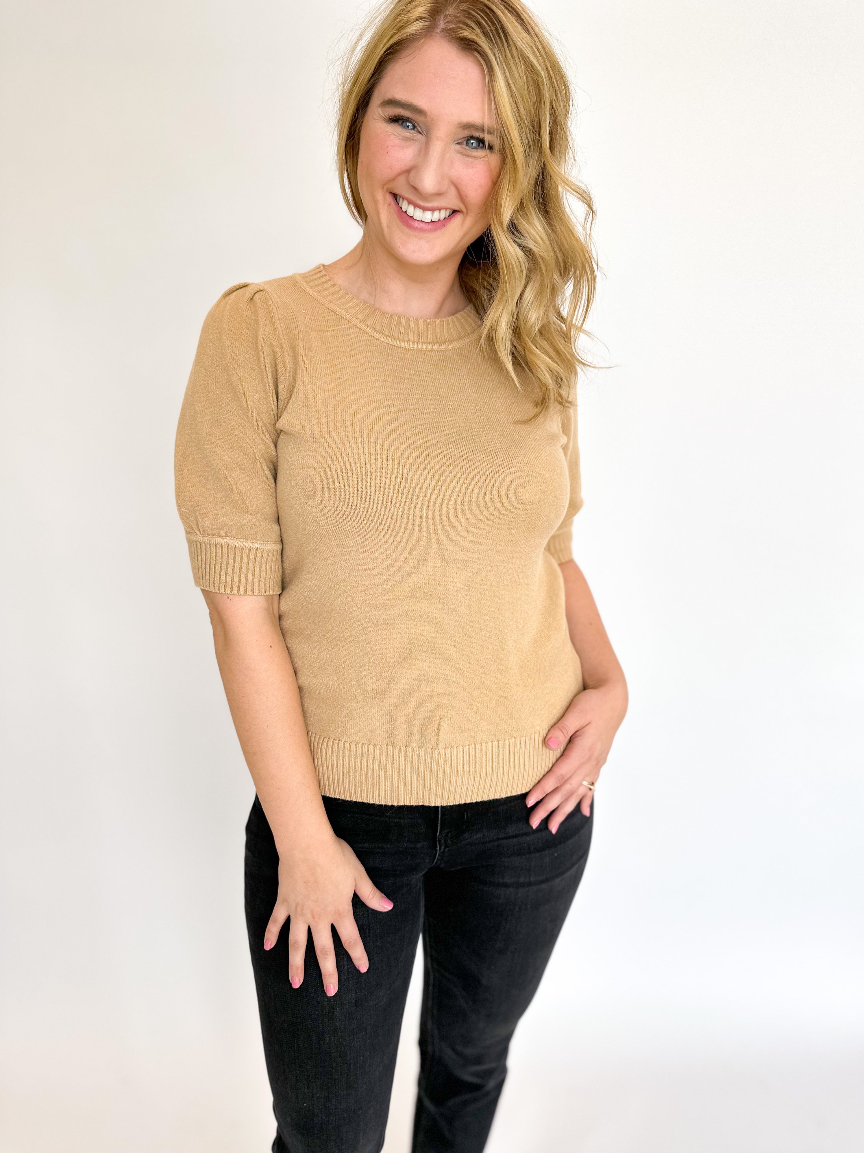 The Kate Sweater Top - Taupe-230 Sweaters/Cardis-&MERCI-July & June Women's Fashion Boutique Located in San Antonio, Texas