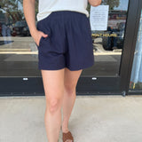 The Everyday Elevated Short - Navy-410 Shorts/Skirts-PINCH-July & June Women's Fashion Boutique Located in San Antonio, Texas