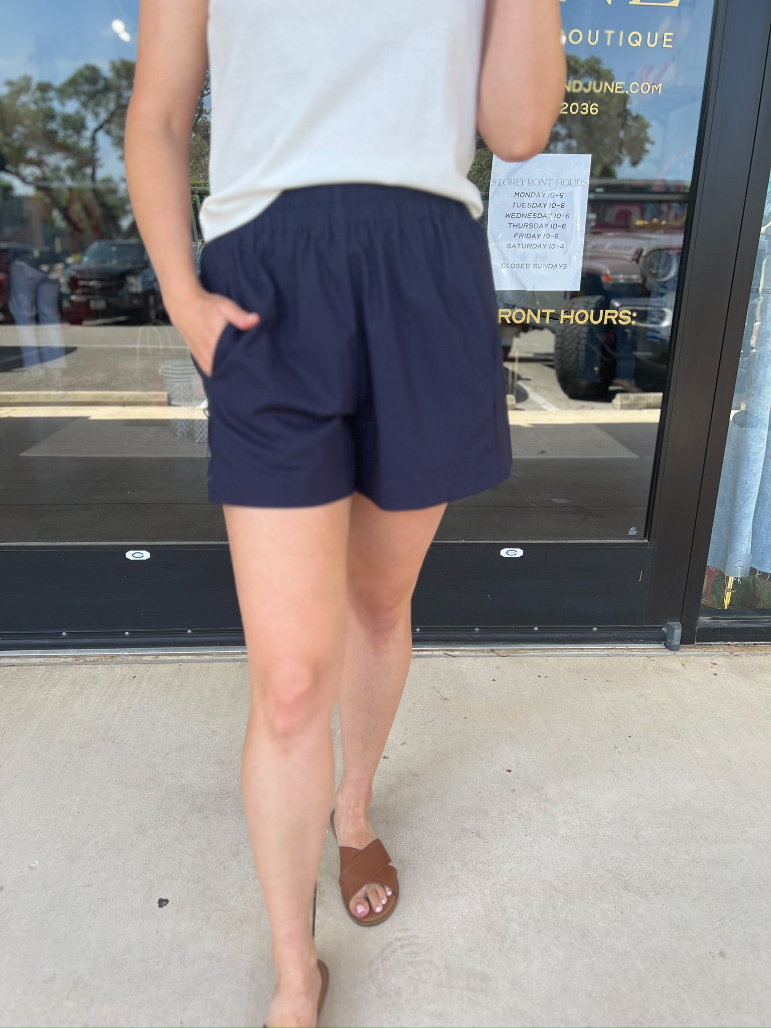 The Everyday Elevated Short - Navy-410 Shorts/Skirts-PINCH-July & June Women's Fashion Boutique Located in San Antonio, Texas
