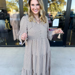 Taupe & Black Midi Dress-500 Midi-POLOGRAM-July & June Women's Fashion Boutique Located in San Antonio, Texas