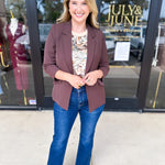 The Blair Blazer - Espresso-600 Outerwear-SKIES ARE BLUE-July & June Women's Fashion Boutique Located in San Antonio, Texas