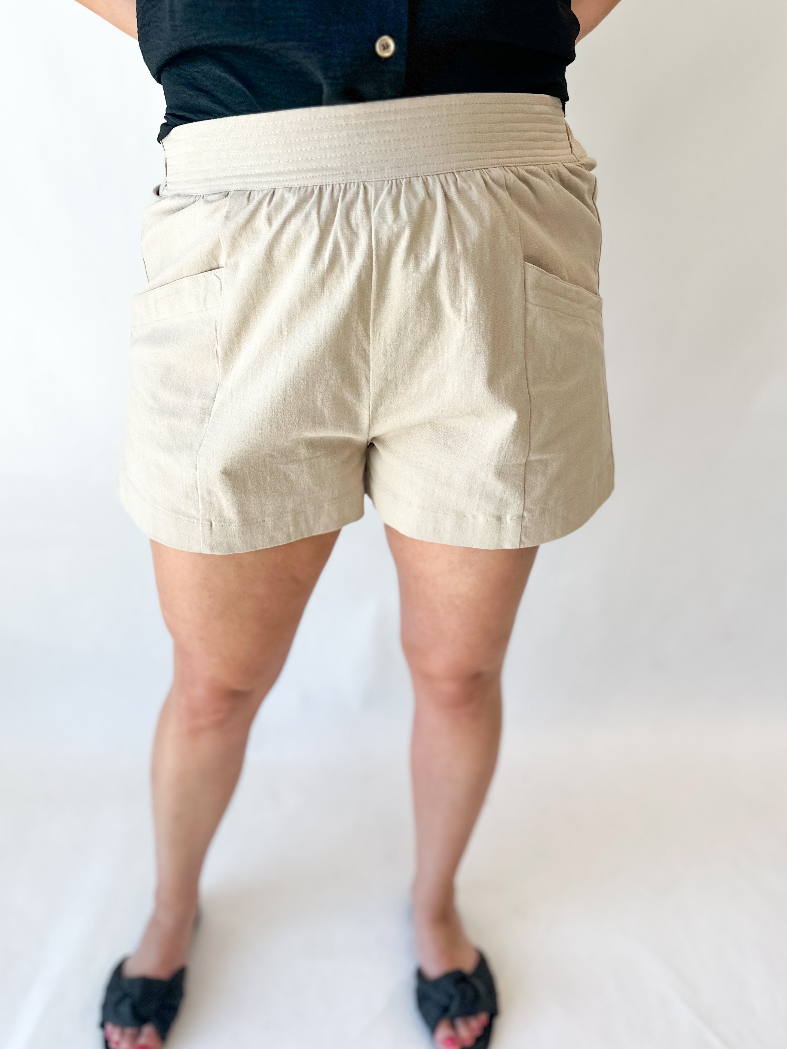 The Everyday Short - Tan-410 Shorts/Skirts-ENTRO-July & June Women's Fashion Boutique Located in San Antonio, Texas