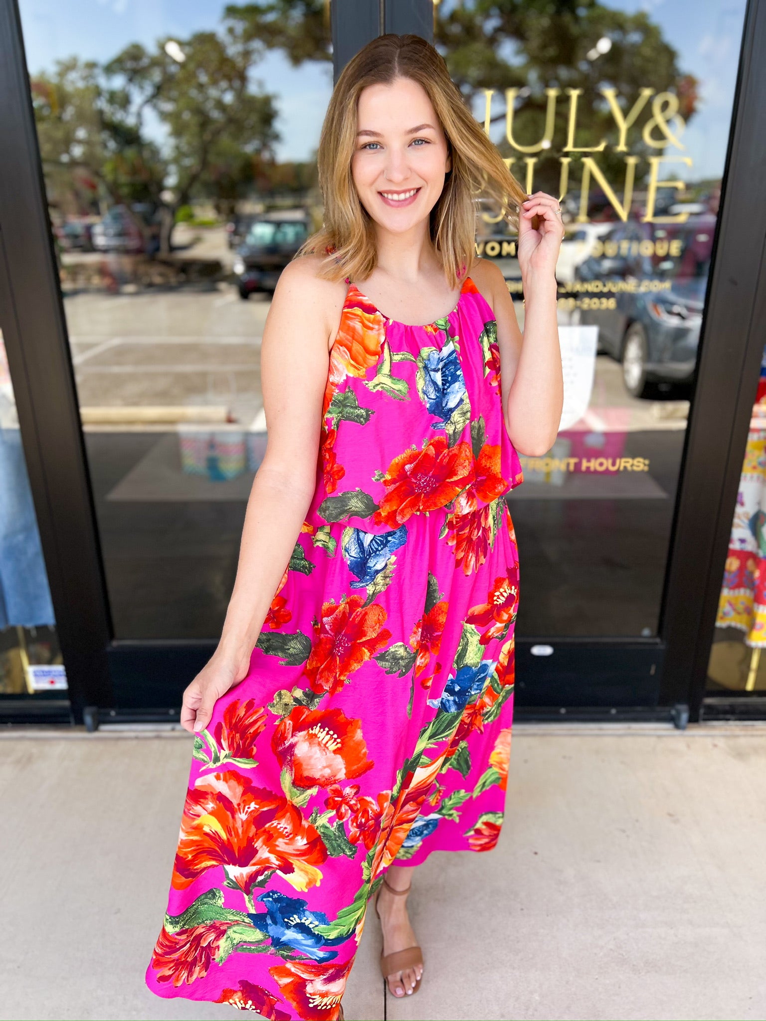 Flora Skirt Set-500 Midi-SKIES ARE BLUE-July & June Women's Fashion Boutique Located in San Antonio, Texas