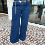 Risen - Dark Wide Leg Patch Pocket Denim Pants-400 Pants-RISEN-July & June Women's Fashion Boutique Located in San Antonio, Texas