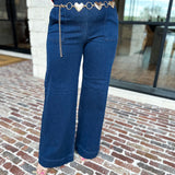 Risen - Dark Wide Leg Patch Pocket Denim Pants-400 Pants-RISEN-July & June Women's Fashion Boutique Located in San Antonio, Texas