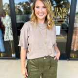 The Ella Knit Sweater Top - Mocha-230 Sweaters/Cardis-JODIFL-July & June Women's Fashion Boutique Located in San Antonio, Texas