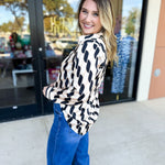 Retro Button Down Blouse-200 Fashion Blouses-SKIES ARE BLUE-July & June Women's Fashion Boutique Located in San Antonio, Texas