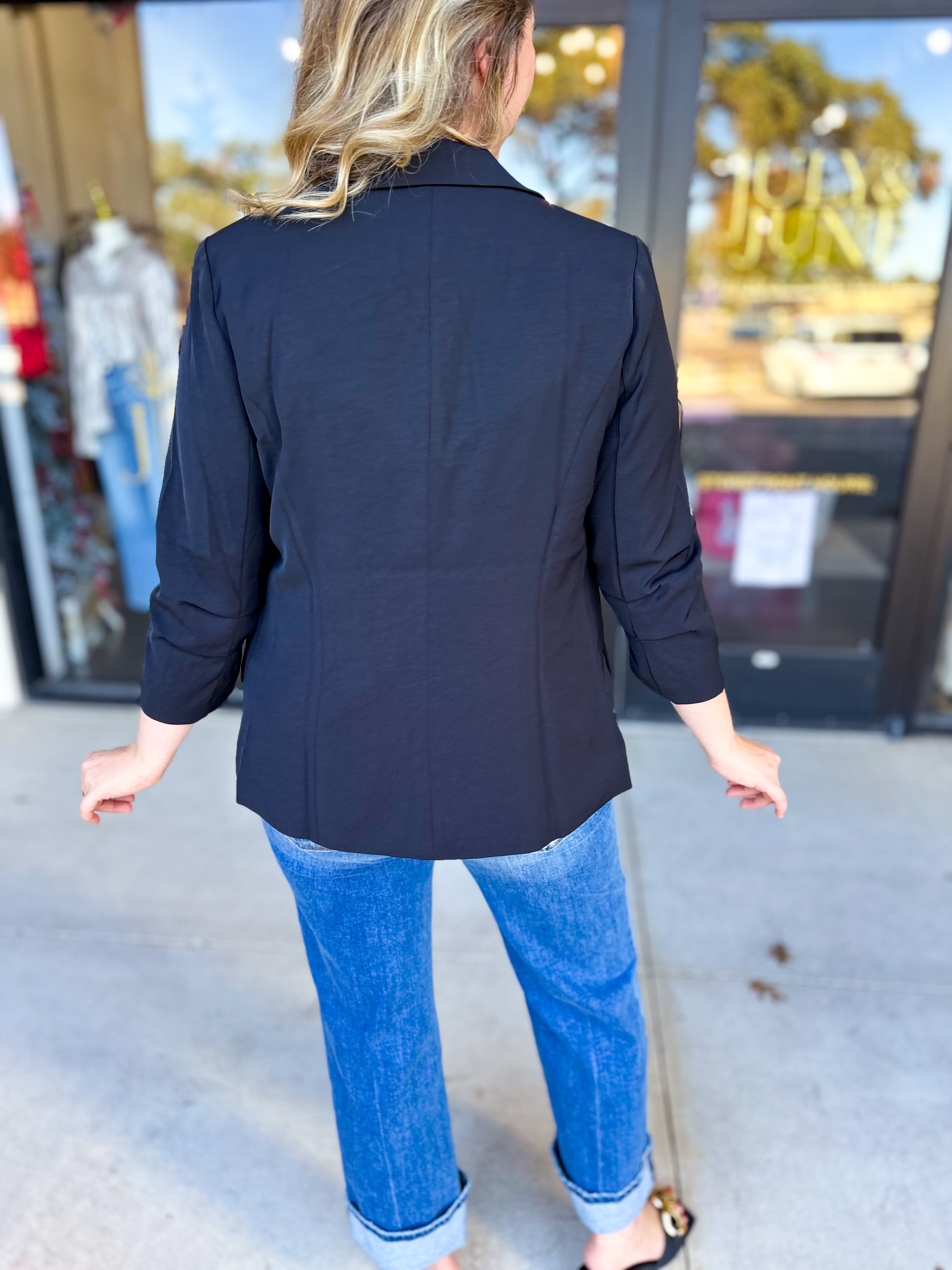 The Blair Blazer - Black-600 Outerwear-SKIES ARE BLUE-July & June Women's Fashion Boutique Located in San Antonio, Texas