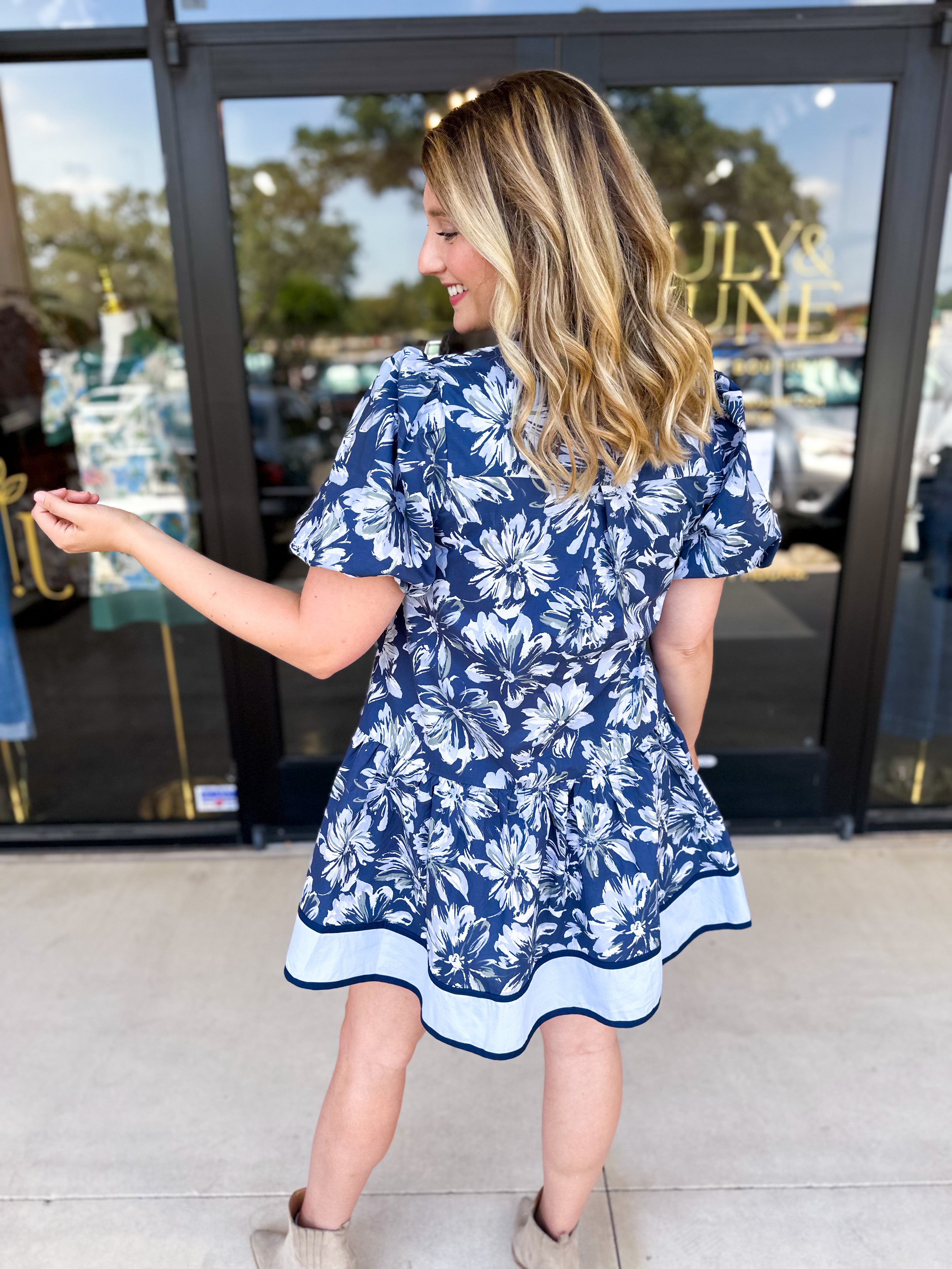 The Layla Mini Dress - Navy-510 Mini-ENTRO-July & June Women's Fashion Boutique Located in San Antonio, Texas