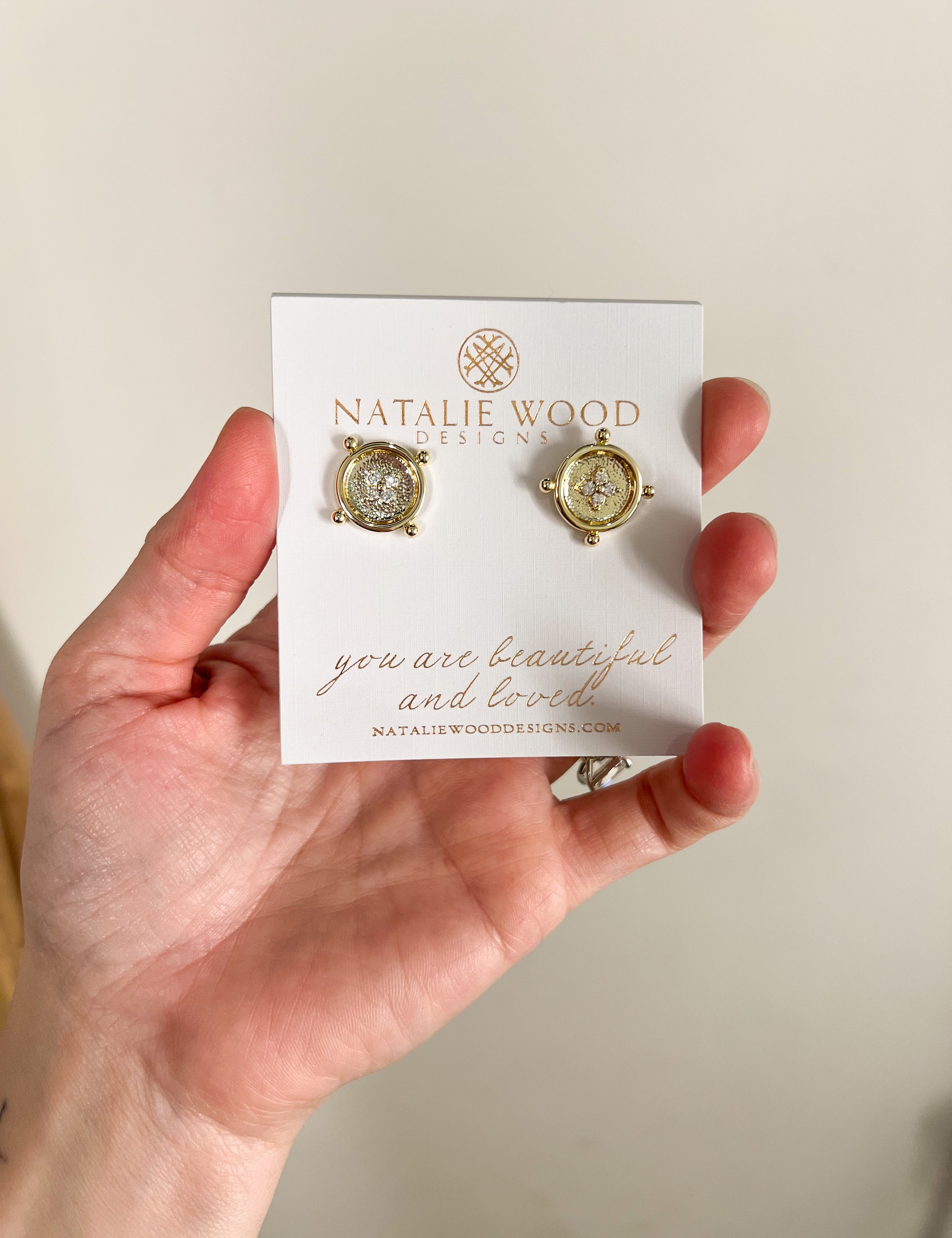 Natalie Wood - Legacy Coin Stud Earrings - Gold-110 Jewelry & Hair-Natalie Wood-July & June Women's Fashion Boutique Located in San Antonio, Texas