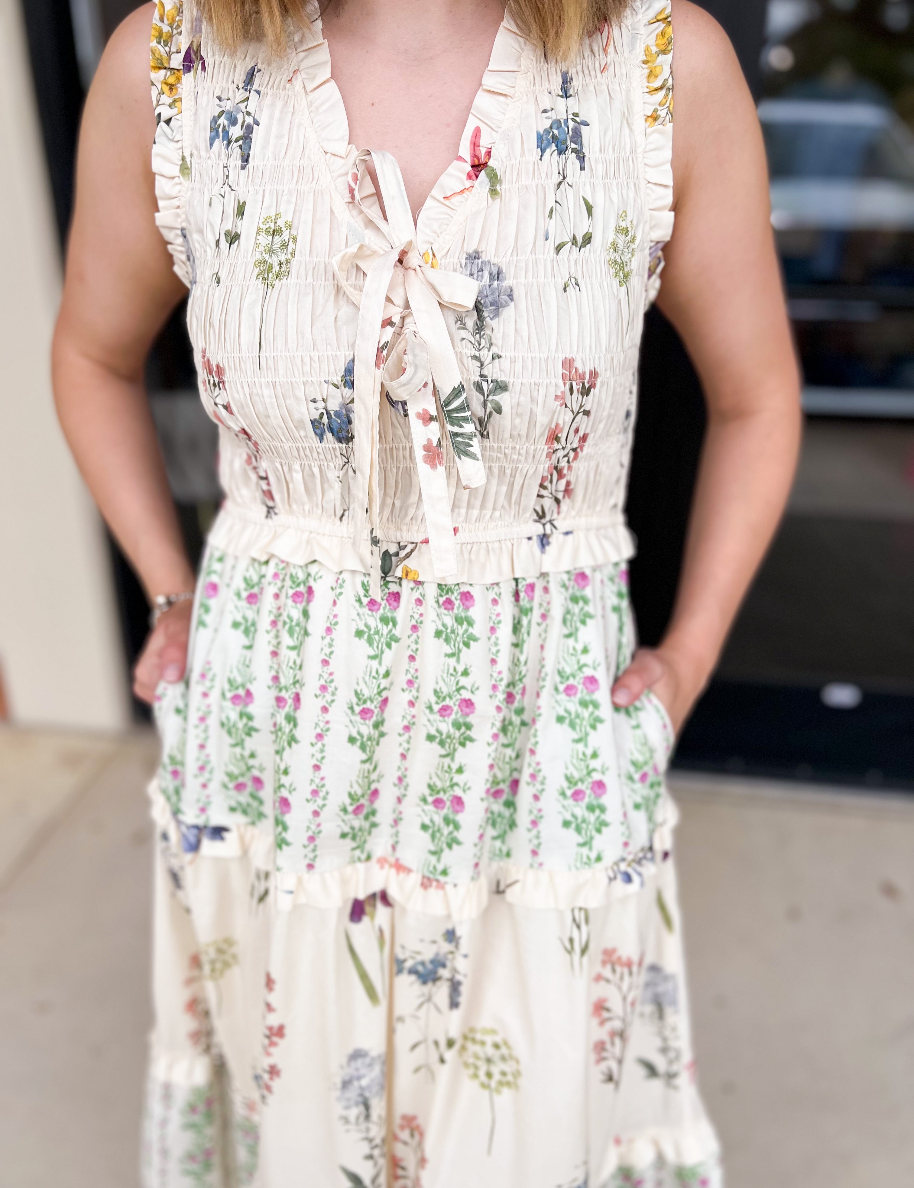 Enchanting Garden Midi Dress-500 Midi-ENTRO-July & June Women's Fashion Boutique Located in San Antonio, Texas
