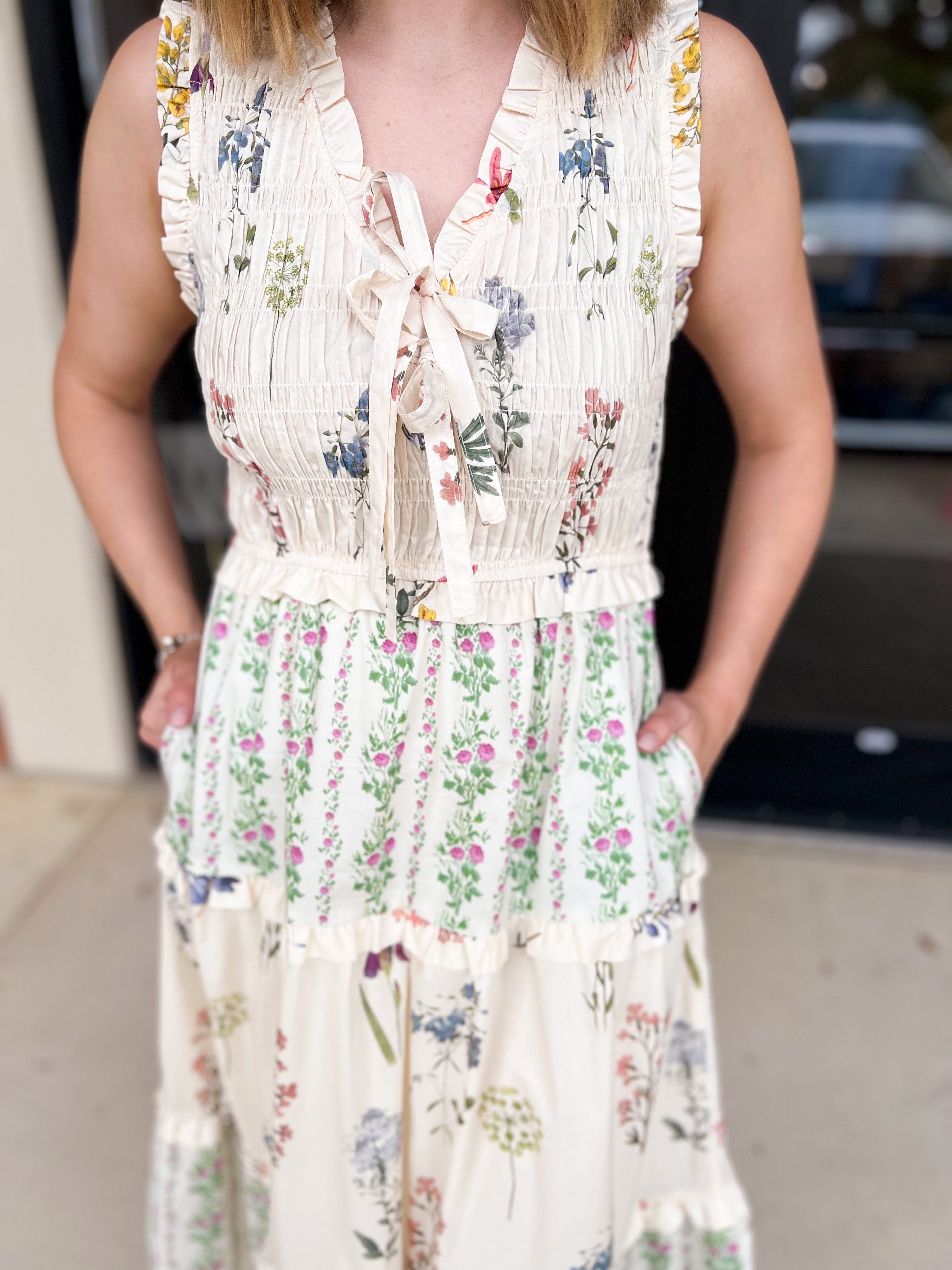 Enchanting Garden Midi Dress-500 Midi-ENTRO-July & June Women's Fashion Boutique Located in San Antonio, Texas