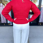 THML - Cherry Pearl Sweater Top-230 Sweaters/Cardis-THML-July & June Women's Fashion Boutique Located in San Antonio, Texas