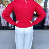 THML - Cherry Pearl Sweater Top-230 Sweaters/Cardis-THML-July & June Women's Fashion Boutique Located in San Antonio, Texas