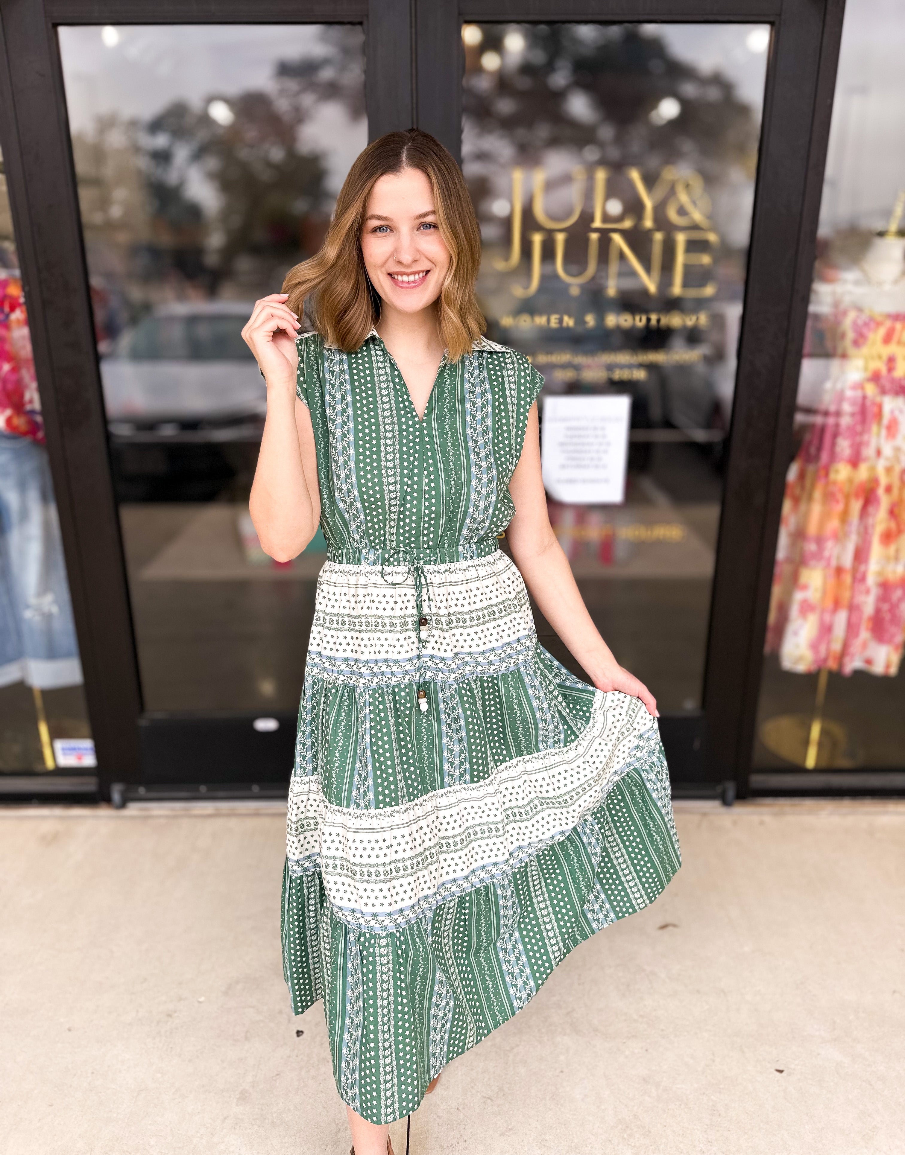 Sunday Brunch Midi Dress-500 Midi-PINCH-July & June Women's Fashion Boutique Located in San Antonio, Texas