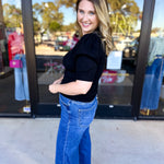 Pink Friday Doorbuster - Chic Short Sleeve Sweater Top - Black - ONLINE-PINK FRIDAY DOORBUSTERS-ZENANA-July & June Women's Fashion Boutique Located in San Antonio, Texas