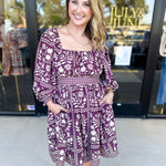The Wrenlee Mini Dress - Wine-510 Mini-POLOGRAM-July & June Women's Fashion Boutique Located in San Antonio, Texas