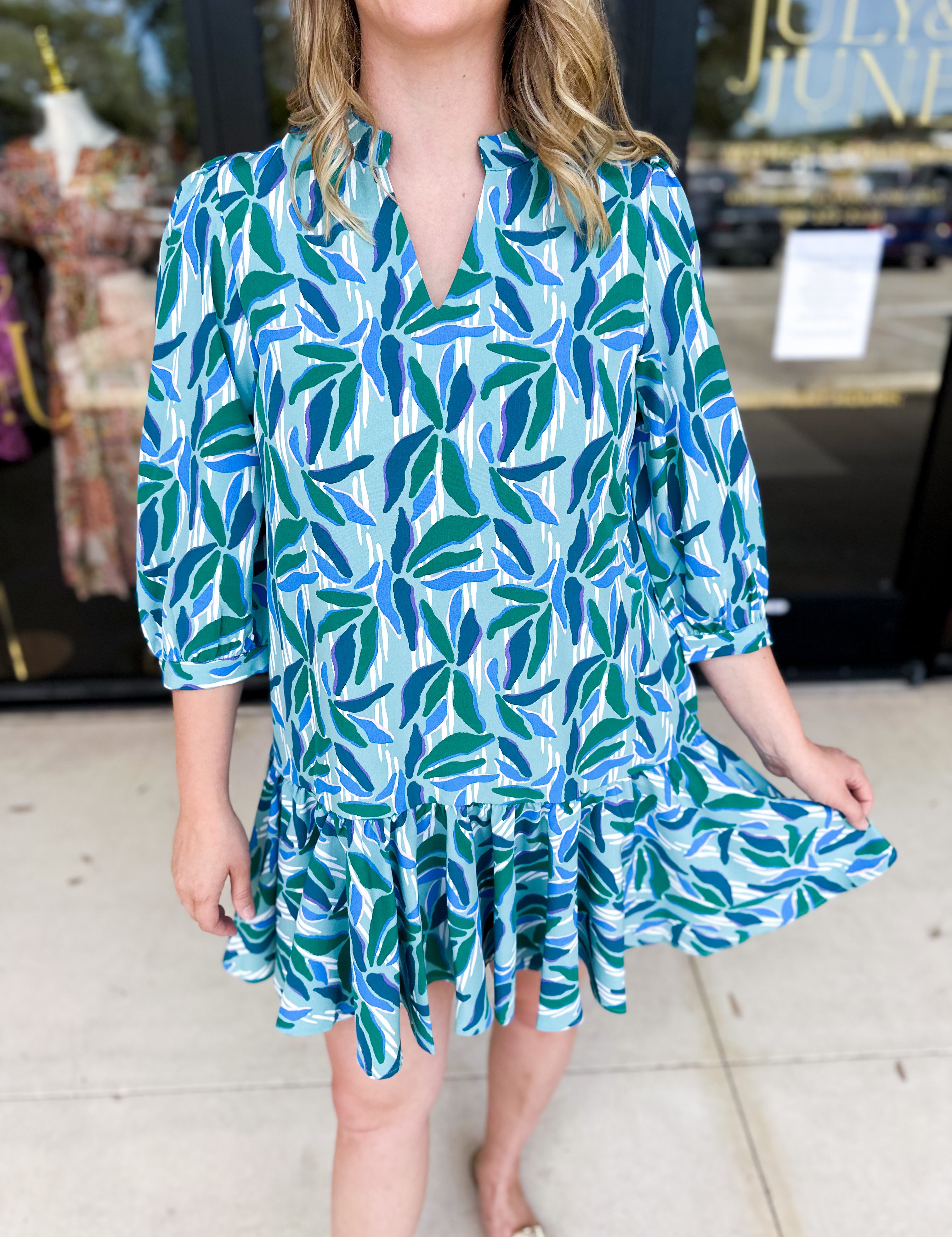 Mary Square - Reflecting Green Mini Dress-510 Mini-MARY SQUARE-July & June Women's Fashion Boutique Located in San Antonio, Texas