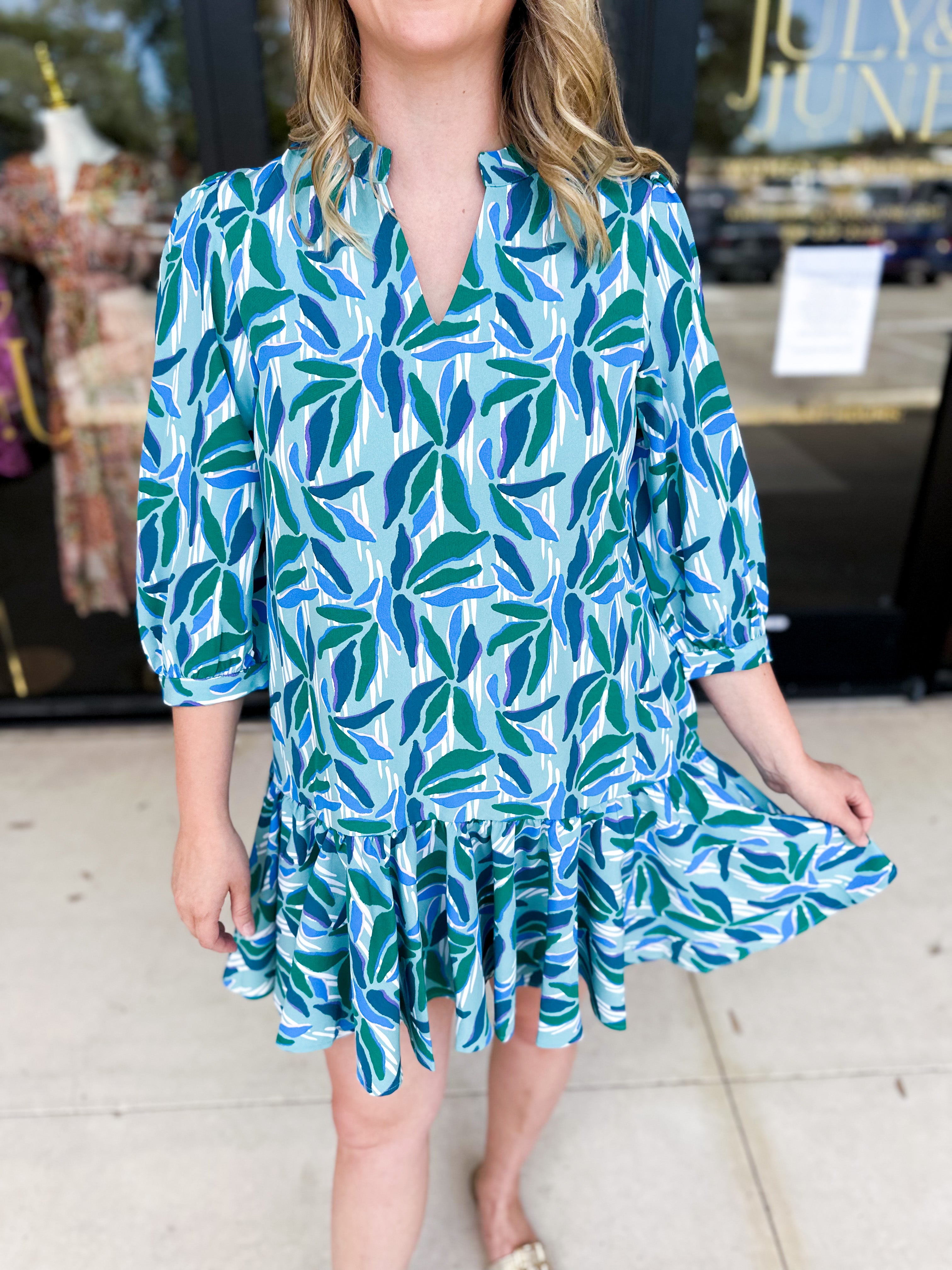 Mary Square - Reflecting Green Mini Dress-510 Mini-MARY SQUARE-July & June Women's Fashion Boutique Located in San Antonio, Texas