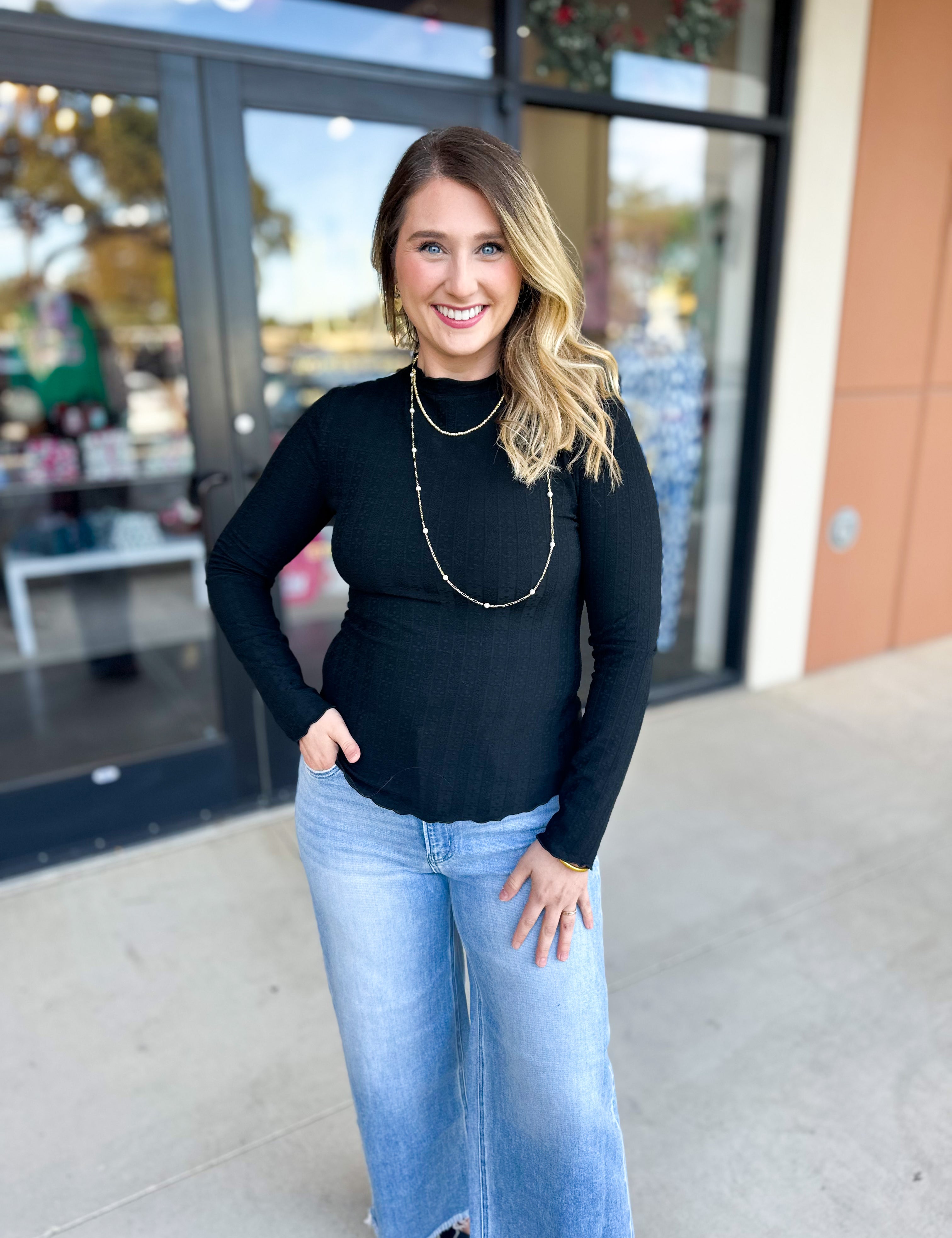 Kinsley Long Sleeve - Black-210 Casual Blouses-POLOGRAM-July & June Women's Fashion Boutique Located in San Antonio, Texas