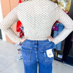 Sheer Rhinestone Long Sleeve Top - Champagne-200 Fashion Blouses-SKIES ARE BLUE-July & June Women's Fashion Boutique Located in San Antonio, Texas