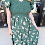 Dusty Green Embroidered Midi Dress-500 Midi-POLOGRAM-July & June Women's Fashion Boutique Located in San Antonio, Texas