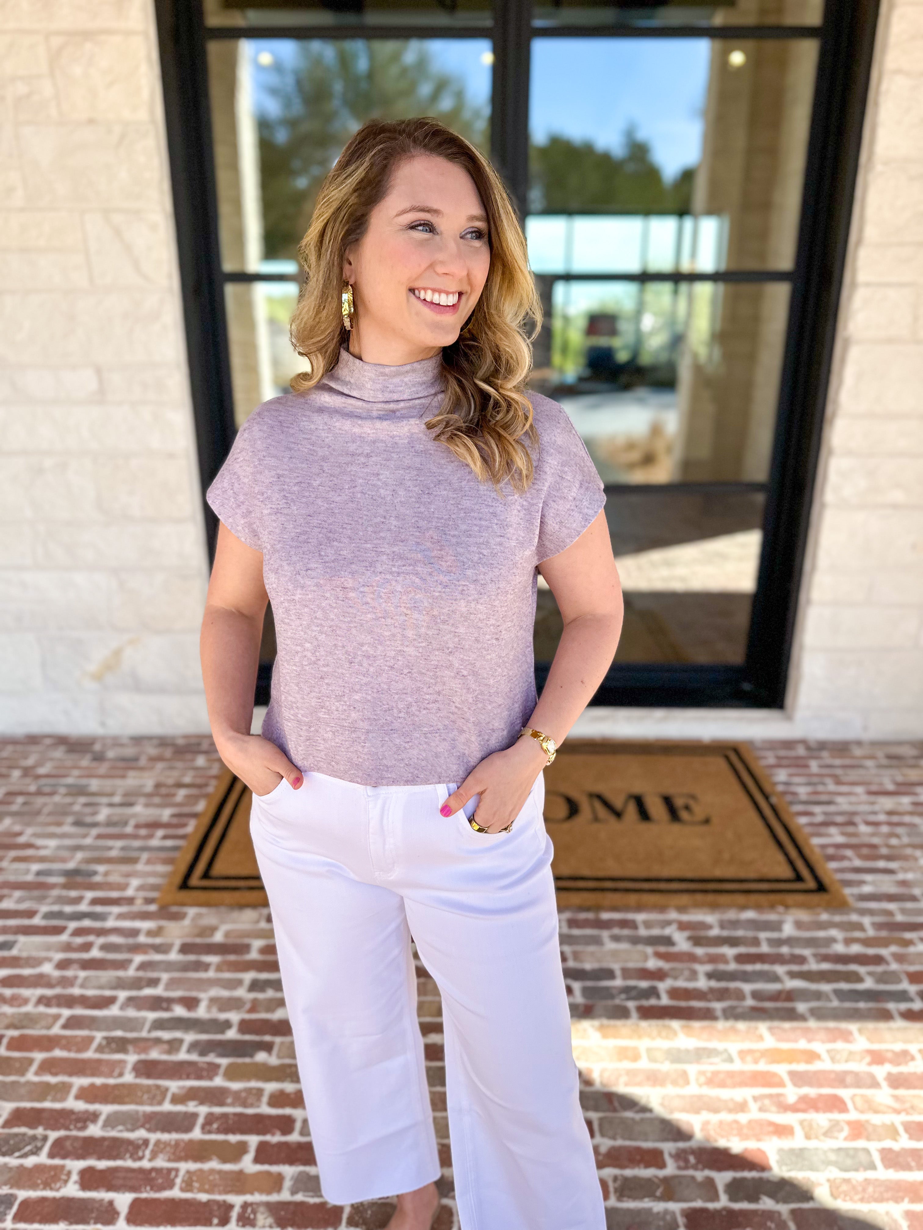 Soft Bloom Everyday Knit Top - Lavender-230 Sweaters/Cardis-ENTRO-July & June Women's Fashion Boutique Located in San Antonio, Texas