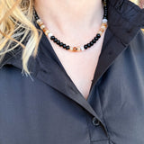 Treasure Jewels - Brooke Black & Brown Gemstone Necklace-110 Jewelry & Hair-Treasure Jewels-July & June Women's Fashion Boutique Located in San Antonio, Texas