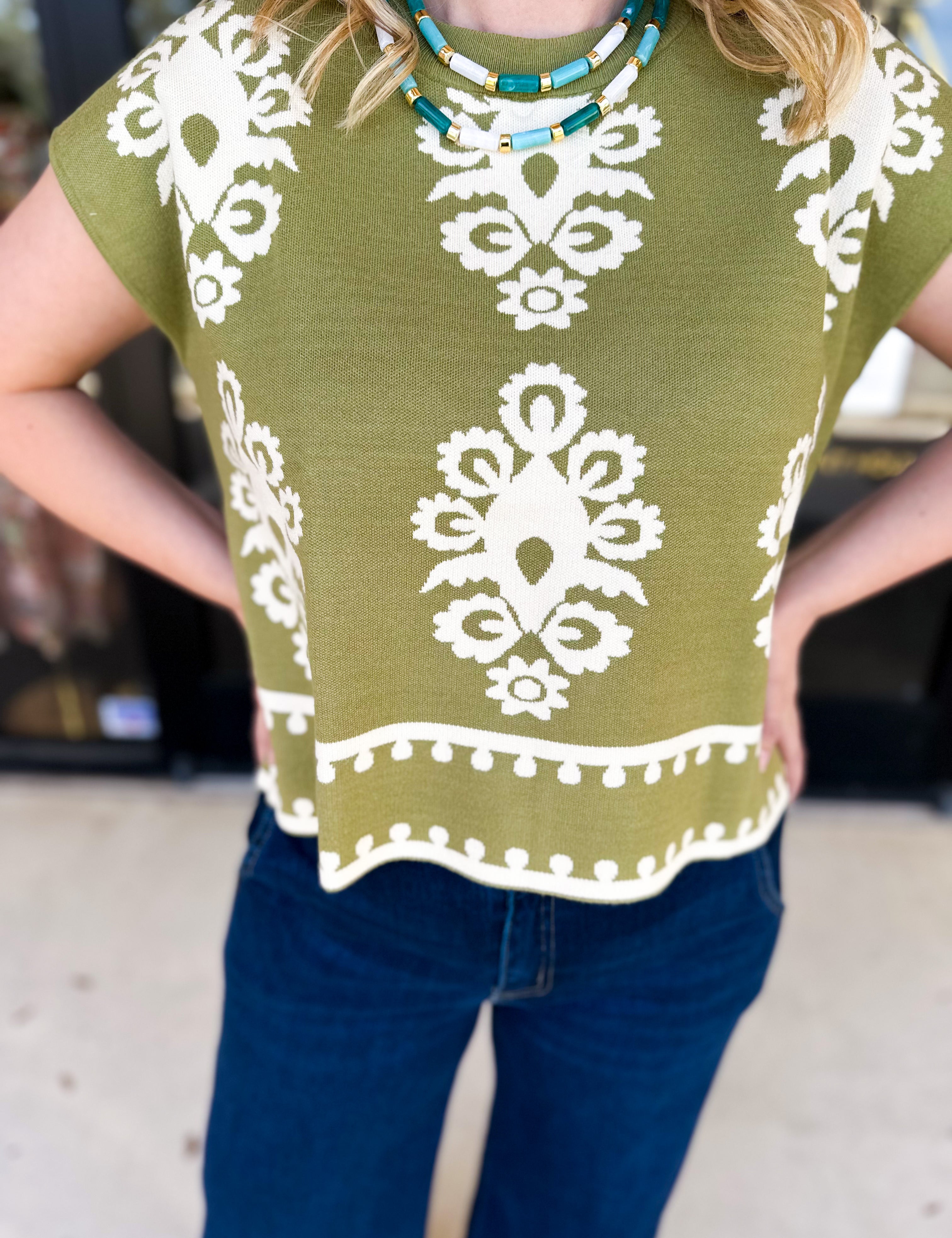 The Wren Short Sleeve Sweater Top-230 Sweaters/Cardis-ENTRO-July & June Women's Fashion Boutique Located in San Antonio, Texas