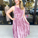 Blush Velvet Midi Dress-500 Midi-POLOGRAM-July & June Women's Fashion Boutique Located in San Antonio, Texas