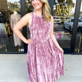 Blush Velvet Midi Dress-500 Midi-POLOGRAM-July & June Women's Fashion Boutique Located in San Antonio, Texas