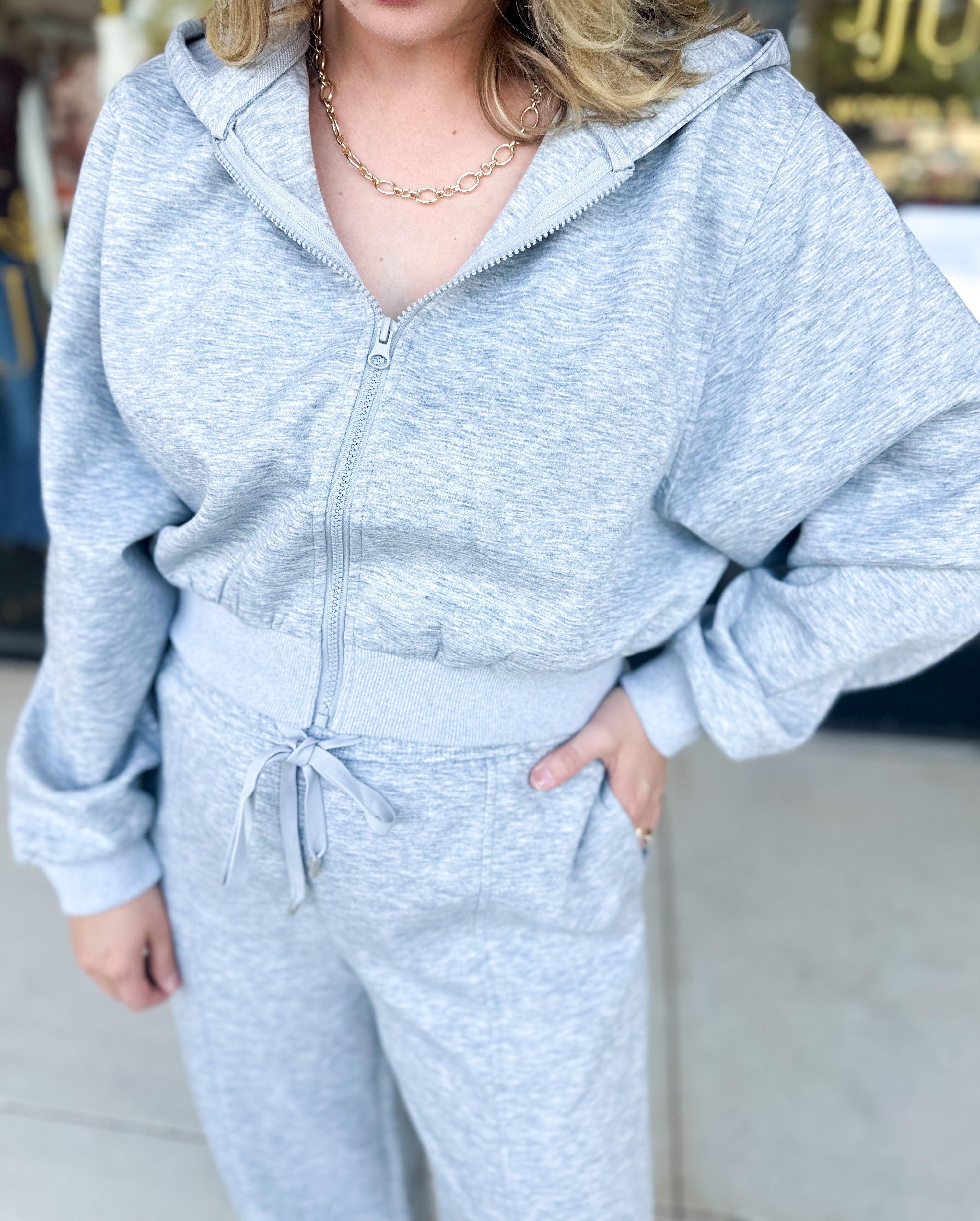 Soft Modal Hooded Jacket - Grey-300 Athleisure/Lounge-SKIES ARE BLUE-July & June Women's Fashion Boutique Located in San Antonio, Texas