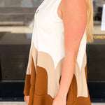 Camel & Taupe Abstract Mini Dress-510 Mini-ENTRO-July & June Women's Fashion Boutique Located in San Antonio, Texas