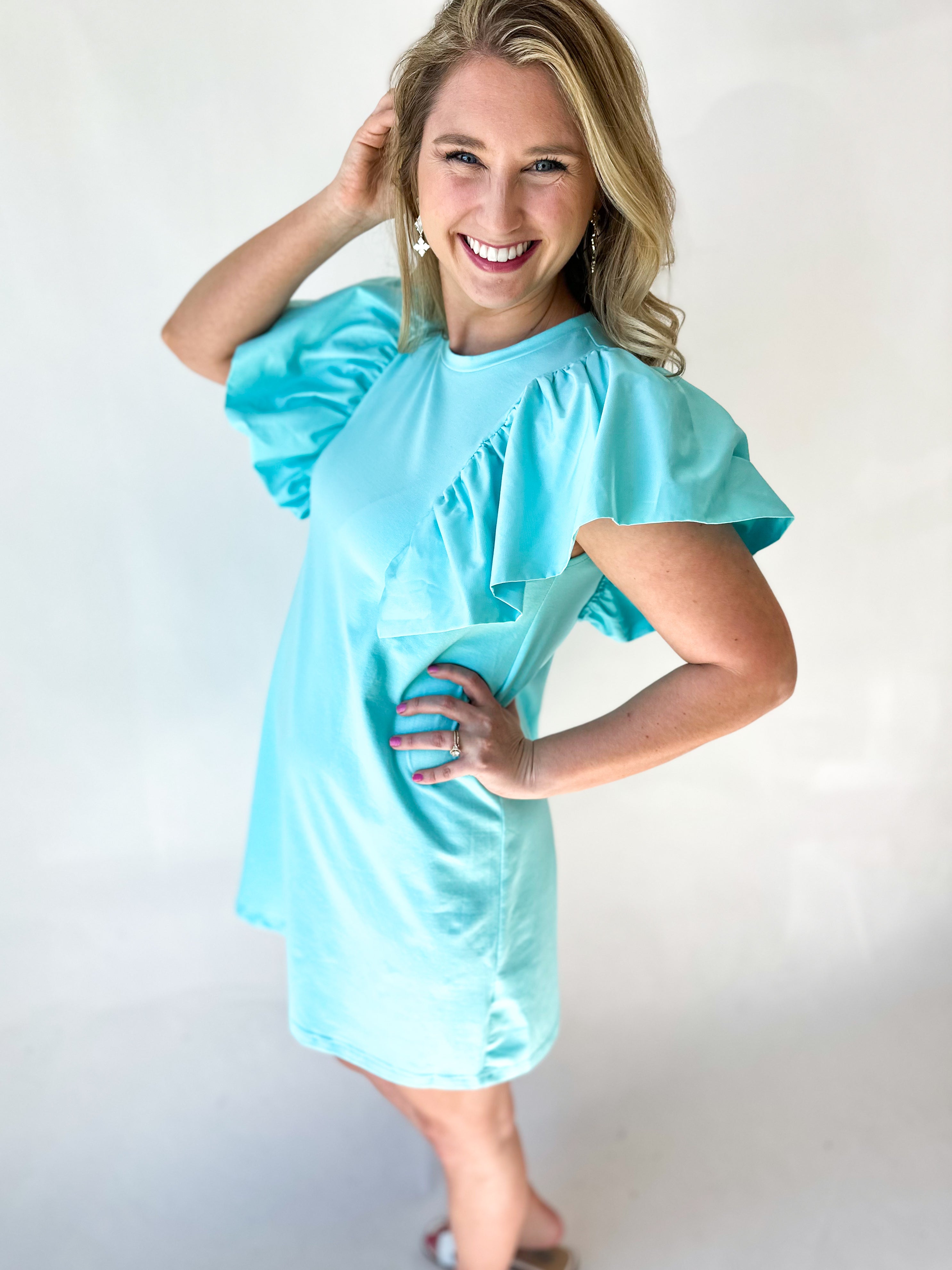 Ruffle T-Shirt Dress-510 Mini-TCEC-July & June Women's Fashion Boutique Located in San Antonio, Texas