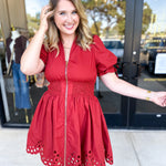 The Adeline Mini Dress - Brick-510 Mini-ENTRO-July & June Women's Fashion Boutique Located in San Antonio, Texas