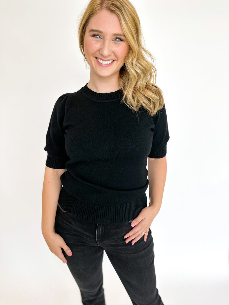 The Kate Sweater Top - Black-230 Sweaters/Cardis-&MERCI-July & June Women's Fashion Boutique Located in San Antonio, Texas