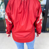Elara Embroidered Blouse - Rust-200 Fashion Blouses-ENTRO-July & June Women's Fashion Boutique Located in San Antonio, Texas